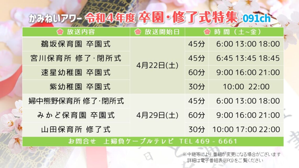 【かみねいアワー】令和4年度 卒園修了式特集