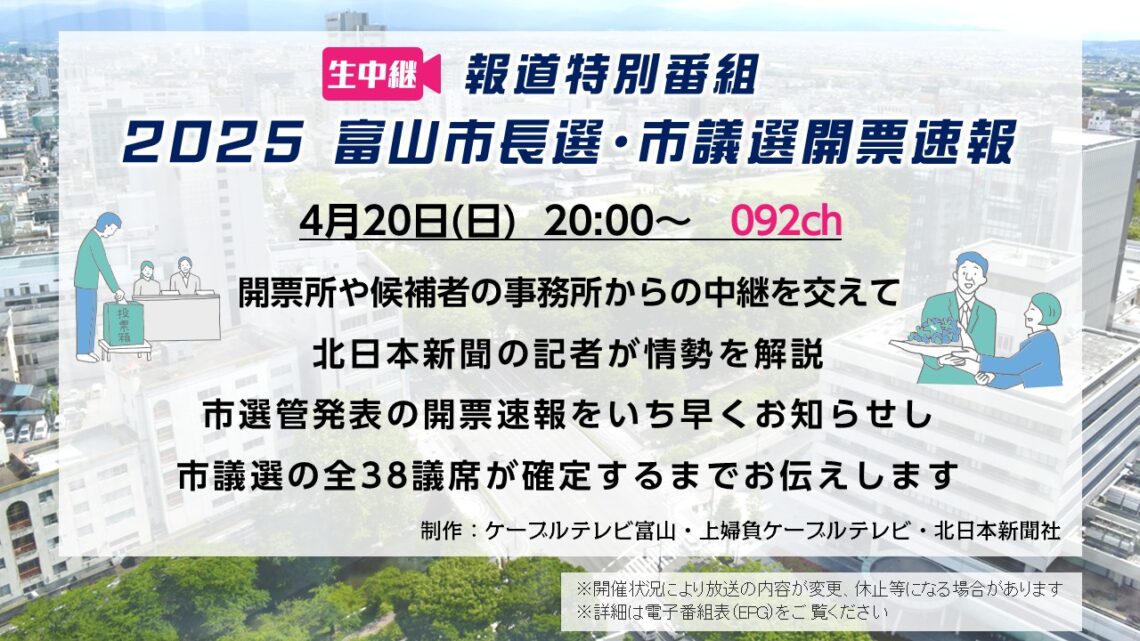 【生中継】2025 富山市長選 市議選開票速報