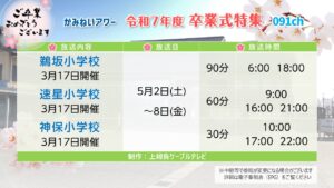 【卒業式特集】鵜坂小学校・速星小学校･神保小学校
